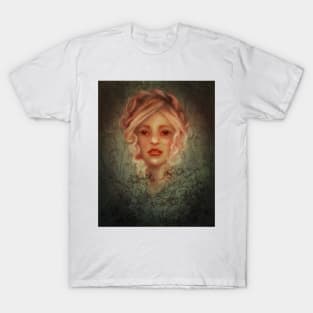 Pink Hair Spring Goddess Persephone Fairy Manga Style Lowbrow Portrait T-Shirt